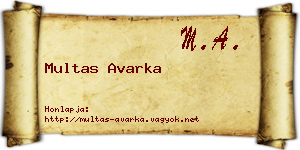 Multas Avarka névjegykártya